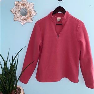 Pink LL Bean quarter zip sweatshirt